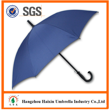 Blue Color Large Cheap Custom Print Umbrella with Plastic Hook Handle